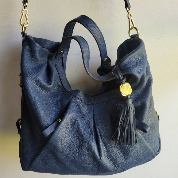 Vince Camuto Handbags - Vince Camuto Hobo/Slouch Navy Blue Leather Shoulder Bag EUC